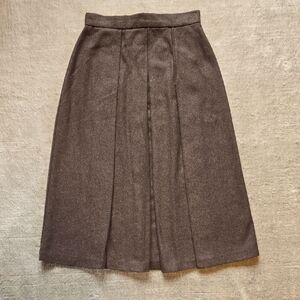 Vintage Brown Wool Pleated Skirt | XS
